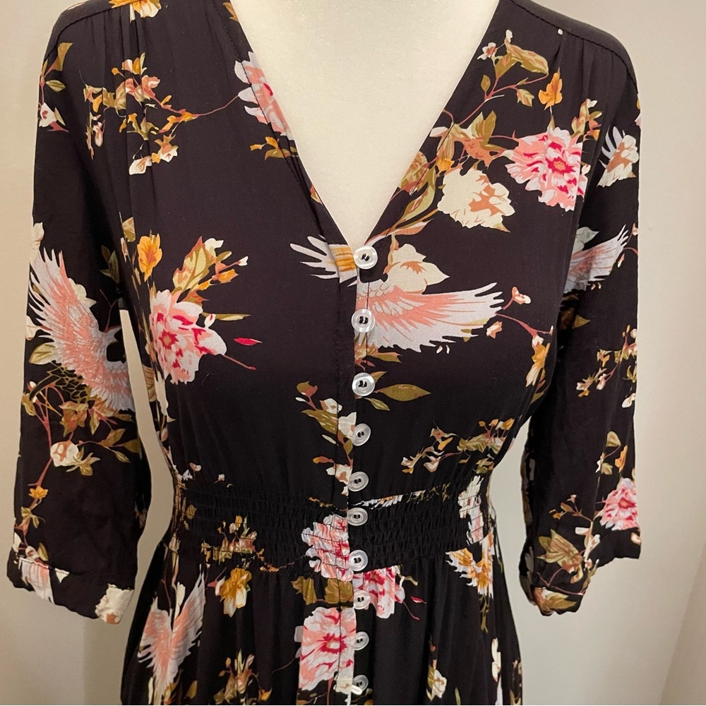 Black Floral Maxi Dress Size Medium - Picture 3 of 7